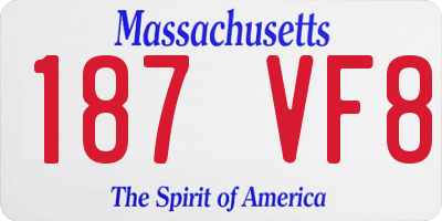 MA license plate 187VF8