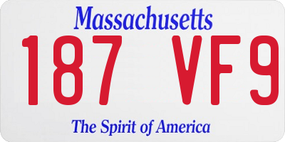 MA license plate 187VF9