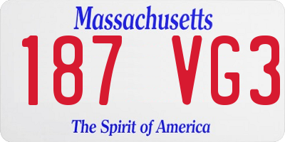 MA license plate 187VG3