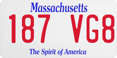 MA license plate 187VG8