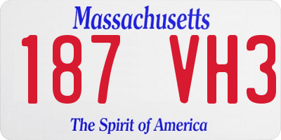 MA license plate 187VH3