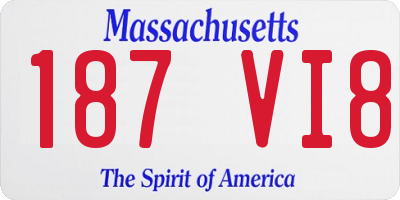 MA license plate 187VI8
