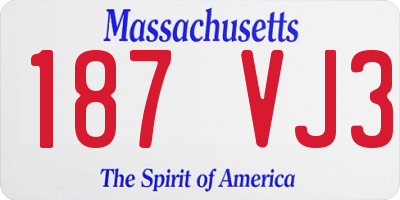 MA license plate 187VJ3
