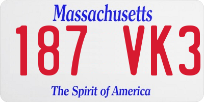 MA license plate 187VK3
