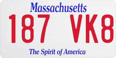 MA license plate 187VK8