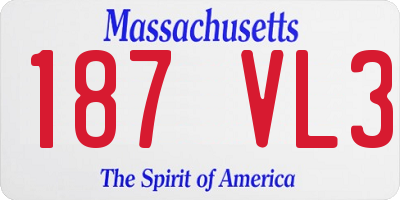 MA license plate 187VL3