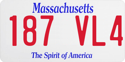 MA license plate 187VL4