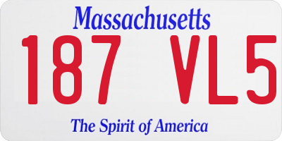 MA license plate 187VL5