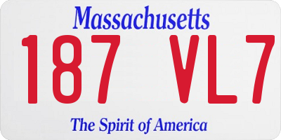 MA license plate 187VL7