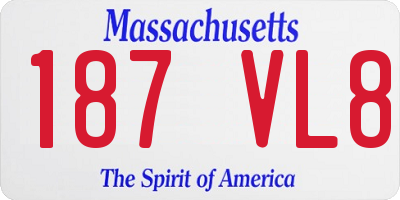 MA license plate 187VL8
