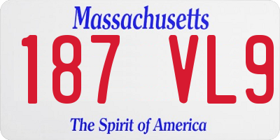 MA license plate 187VL9