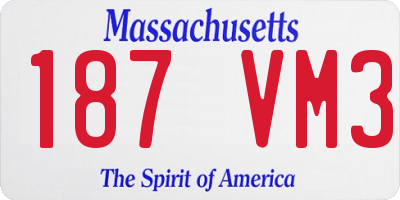 MA license plate 187VM3