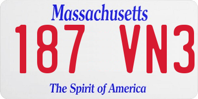 MA license plate 187VN3