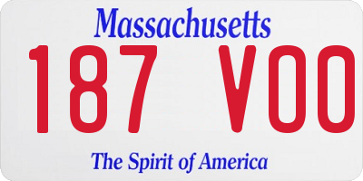 MA license plate 187VO0