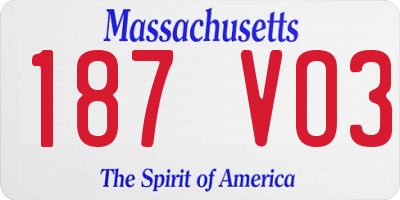 MA license plate 187VO3