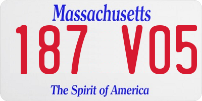MA license plate 187VO5