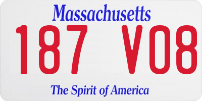 MA license plate 187VO8