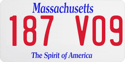 MA license plate 187VO9