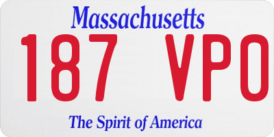MA license plate 187VP0
