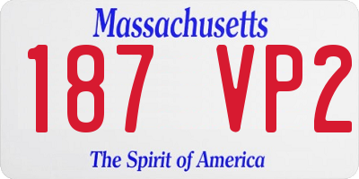 MA license plate 187VP2
