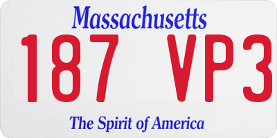MA license plate 187VP3