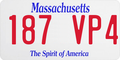 MA license plate 187VP4