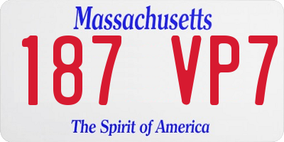 MA license plate 187VP7
