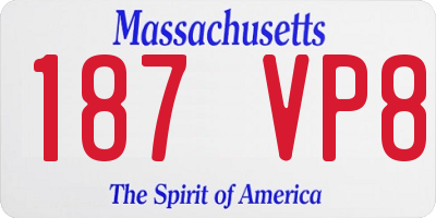 MA license plate 187VP8