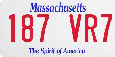 MA license plate 187VR7
