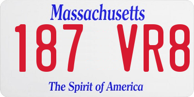 MA license plate 187VR8