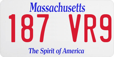 MA license plate 187VR9