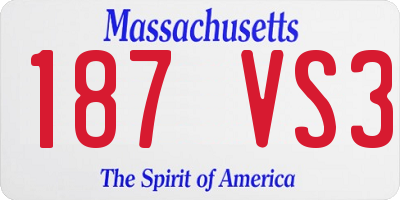 MA license plate 187VS3