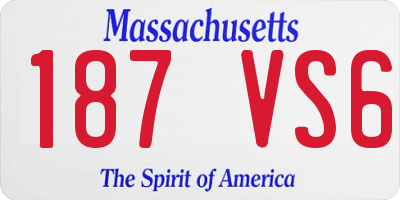 MA license plate 187VS6