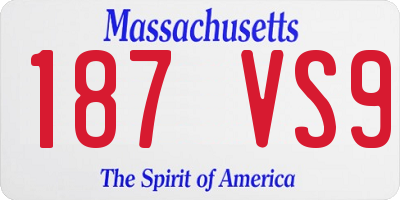MA license plate 187VS9