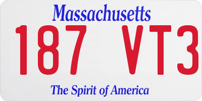 MA license plate 187VT3