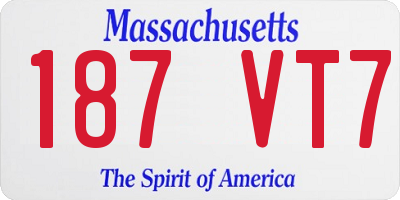MA license plate 187VT7