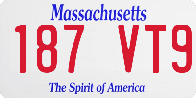 MA license plate 187VT9