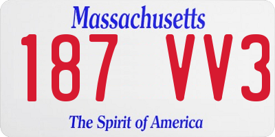 MA license plate 187VV3