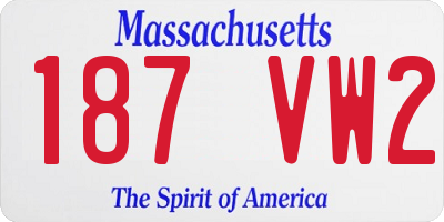 MA license plate 187VW2