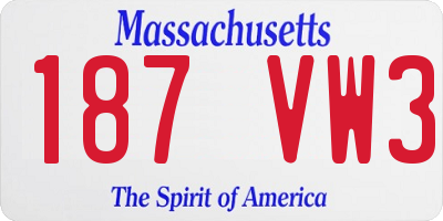 MA license plate 187VW3