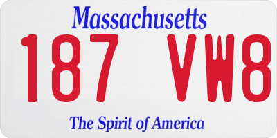 MA license plate 187VW8