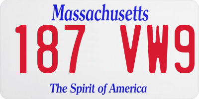 MA license plate 187VW9