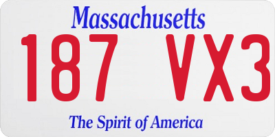 MA license plate 187VX3