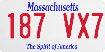 MA license plate 187VX7
