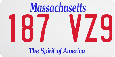 MA license plate 187VZ9