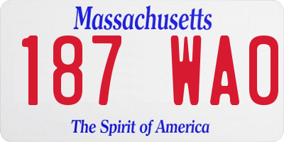 MA license plate 187WA0