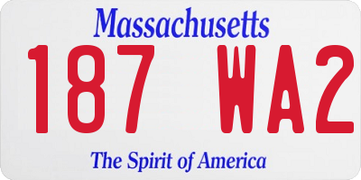 MA license plate 187WA2