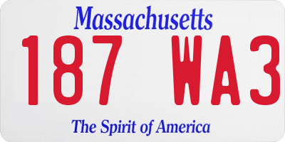 MA license plate 187WA3
