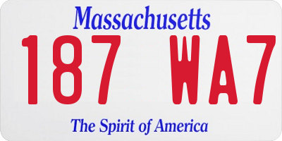 MA license plate 187WA7