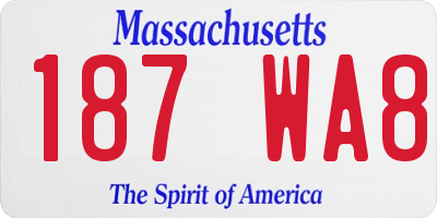 MA license plate 187WA8